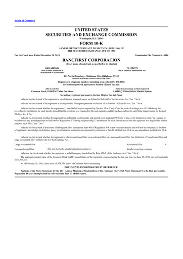 Miniature BancFirst 10-K Rapport annuel 