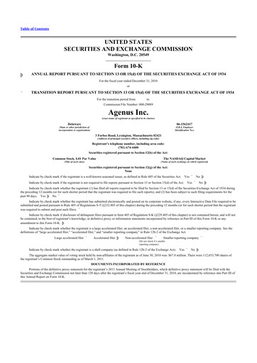 Thumbnail Agenus
 10-K Annual Report 