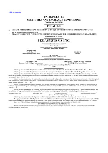Thumbnail Pegasystems 10-K Annual Report 