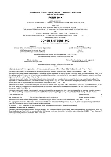 Thumbnail Cohen & Steers 10-K Annual Report 