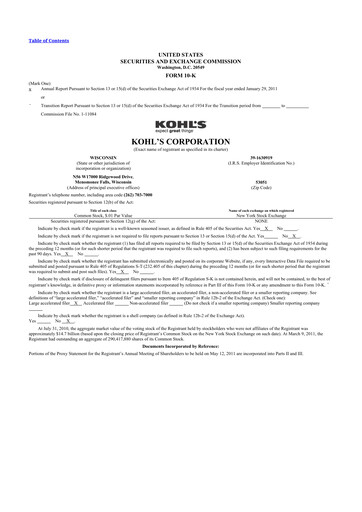 Thumbnail Kohl's
 10-K Annual Report 2010