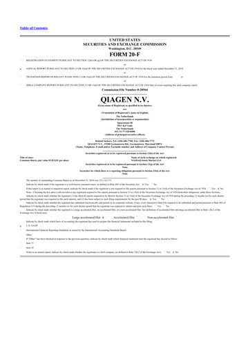 Thumbnail Qiagen  20-F Annual Report 2010