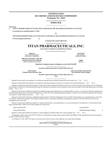 Thumbnail Titan Pharmaceuticals
 10-K Annual Report 