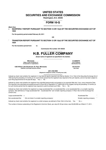Thumbnail H.B. Fuller
 10-Q Quarterly Report FY2011 