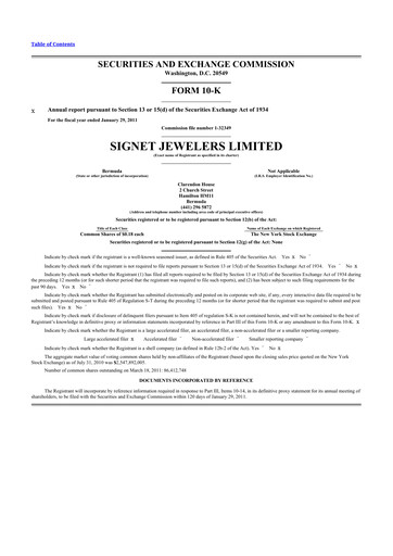 Thumbnail Signet Jewelers
 10-K Annual Report 2011