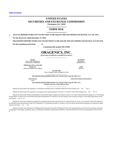Thumbnail Oragenics 10-K Annual Report 