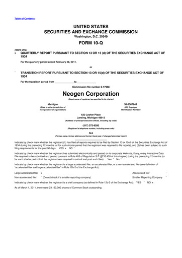 Vorschaubild Neogen 10-Q Quartalsbericht  