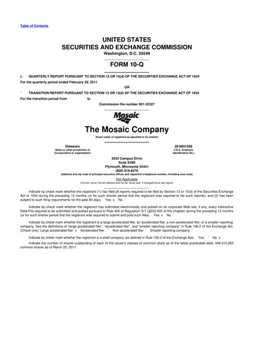 Thumbnail The Mosaic Company 10-Q Quarterly Report FY2011 