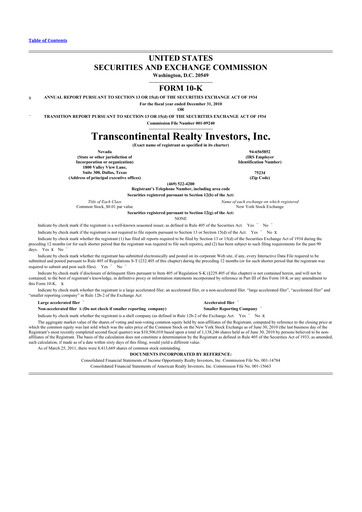 Miniature Transcontinental Realty Investors 10-K Rapport annuel 