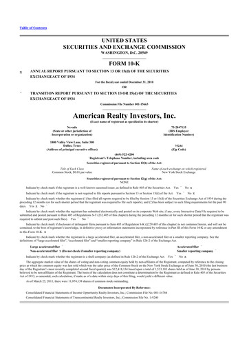 Thumbnail American Realty Investors 10-K Annual Report 