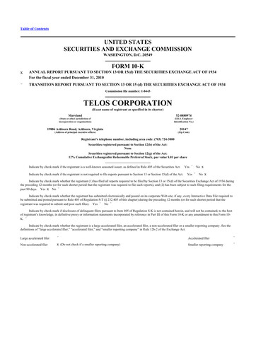 Thumbnail Telos 10-K Annual Report 