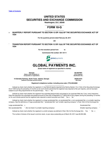 Thumbnail Global Payments 10-Q Quarterly Report FY2011 