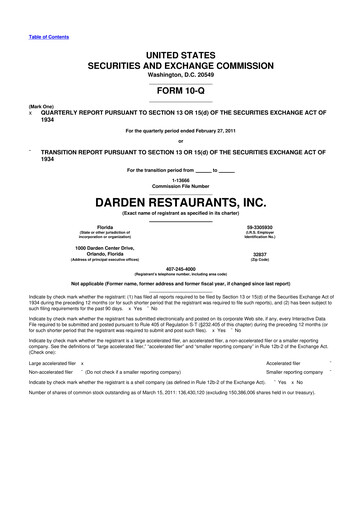 Vorschaubild Darden Restaurants
 10-Q Quartalsbericht 2011 