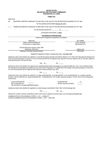 Thumbnail Marcus Corporation
 10-Q Quarterly Report FY 