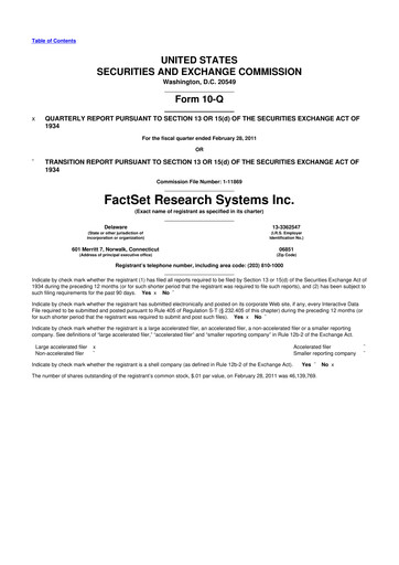 Thumbnail FactSet 10-Q Quarterly Report FY2011 