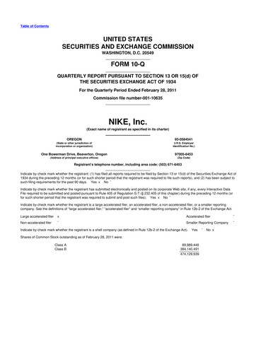 Thumbnail Nike 10-Q Quarterly Report FY2011 