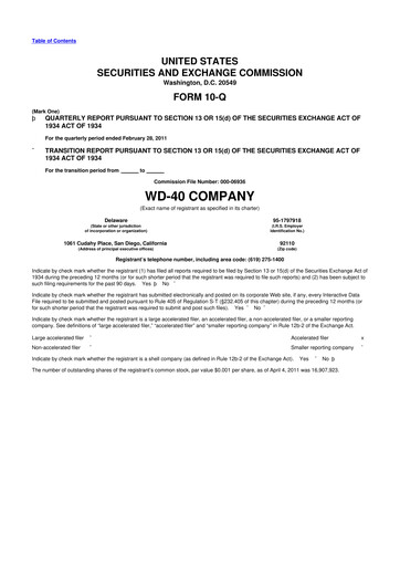 Thumbnail WD-40 Company
 10-Q Quarterly Report FY 