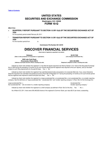 Thumbnail Discover Financial Services 10-Q Quarterly Report FY2011 