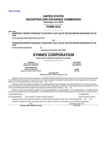 Vorschaubild TD Synnex 10-Q Quartalsbericht  