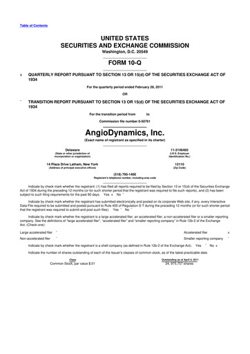 Thumbnail AngioDynamics 10-Q Quarterly Report FY 