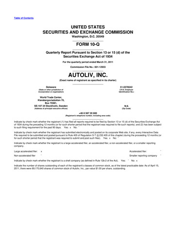 Vorschaubild Autoliv 10-Q Quartalsbericht 2011 