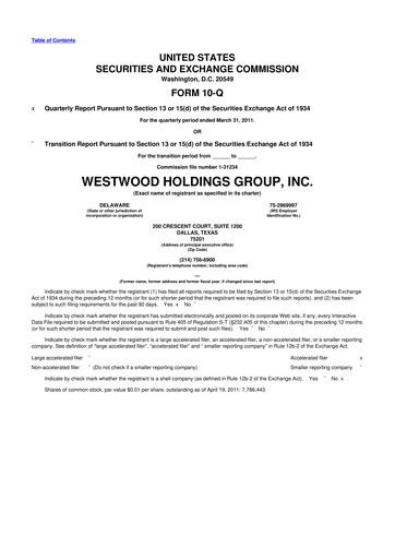 Thumbnail Westwood Holdings Group 10-Q Quarterly Report FY 