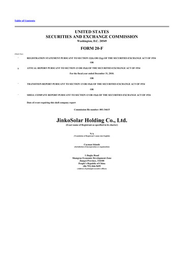 Thumbnail Jinko Solar 20-F Annual Report 