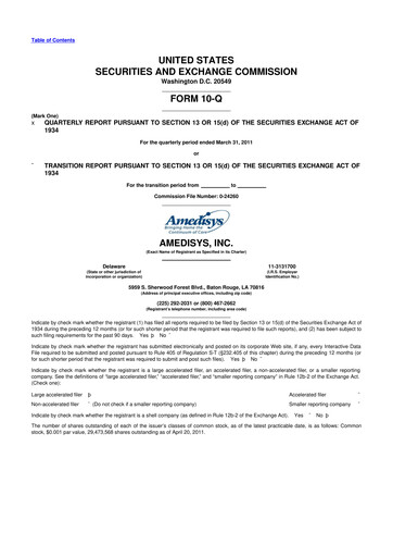 Thumbnail Amedisys 10-Q Quarterly Report FY2011 