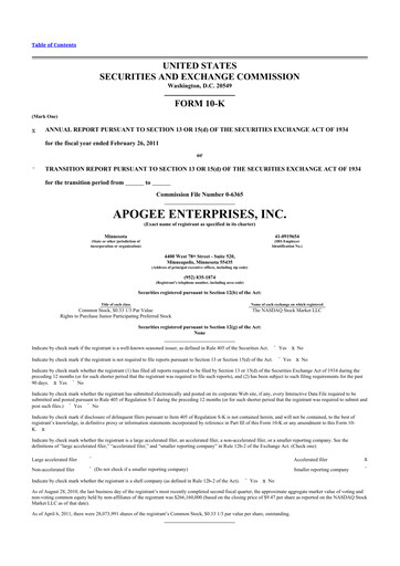 Thumbnail Apogee Enterprises 10-K Annual Report 