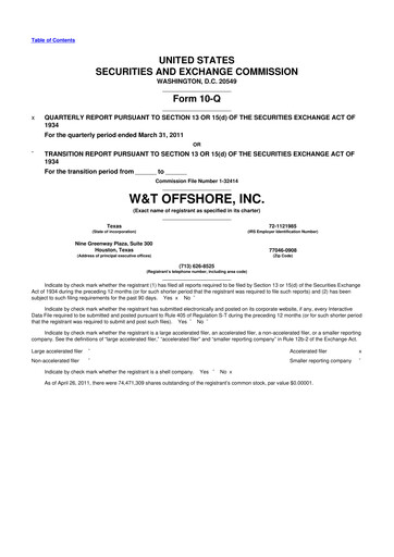 Thumbnail W&T Offshore 10-Q Quarterly Report FY 