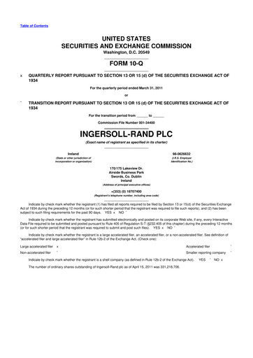 Thumbnail Trane Technologies
 10-Q Quarterly Report FY2011 