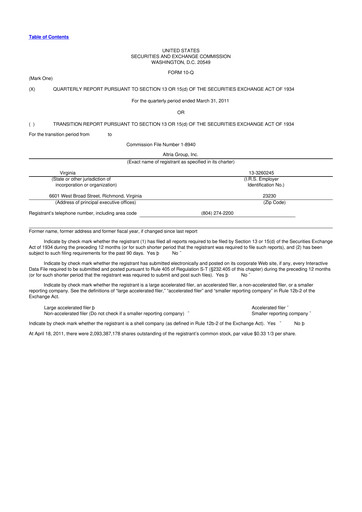 Thumbnail Altria Group 10-Q Quarterly Report FY2011 