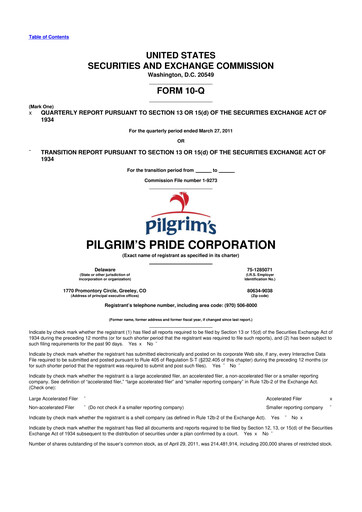 Thumbnail Pilgrim's Pride
 10-Q Quarterly Report FY 