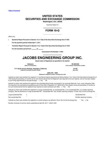 Miniature Jacobs Engineering 10-Q Rapport trimestriel 2011 