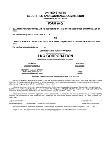 Thumbnail LKQ Corporation 10-Q Quarterly Report FY2011 