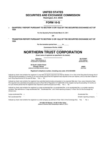 Vorschaubild Northern Trust
 10-Q Quartalsbericht 2011 