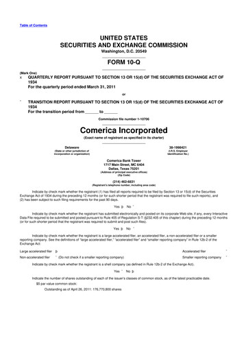 Vorschaubild Comerica 10-Q Quartalsbericht 2011 