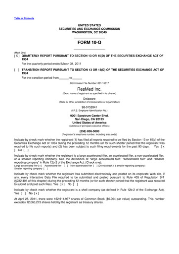 Miniature ResMed 10-Q Rapport trimestriel 2011 