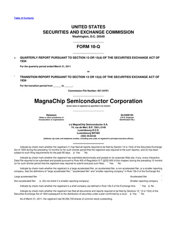 Vorschaubild Magnachip Semiconductor 10-Q Quartalsbericht  