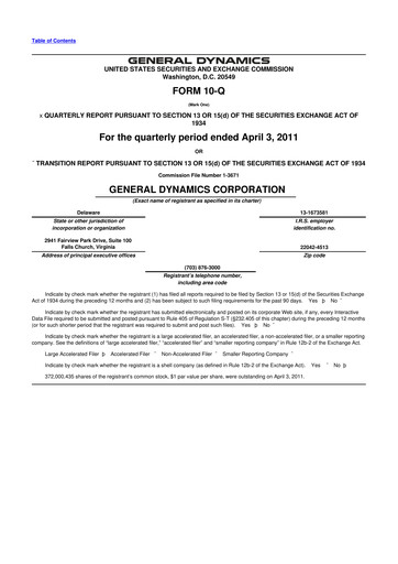 Miniature General Dynamics 10-Q Rapport trimestriel 2011 