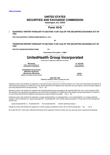 Thumbnail UnitedHealth 10-Q Quarterly Report FY2011 