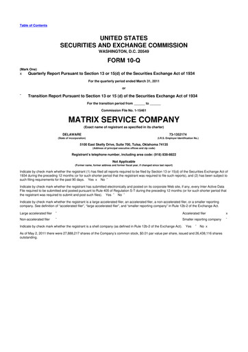 Thumbnail Matrix Service Company 10-Q Quarterly Report FY 