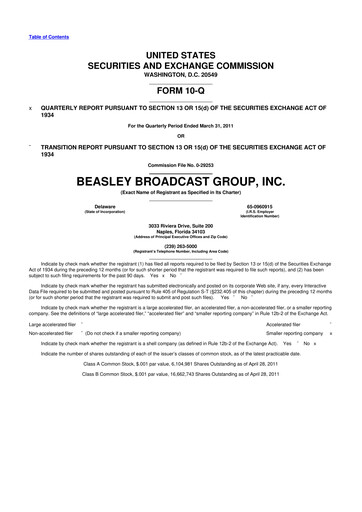 Thumbnail Beasley Broadcast Group
 10-Q Quarterly Report FY 