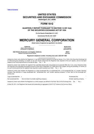 Thumbnail Mercury General
 10-Q Quarterly Report FY2011 