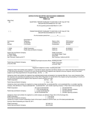 Thumbnail PG&E Corporation 10-Q Quarterly Report FY2011 
