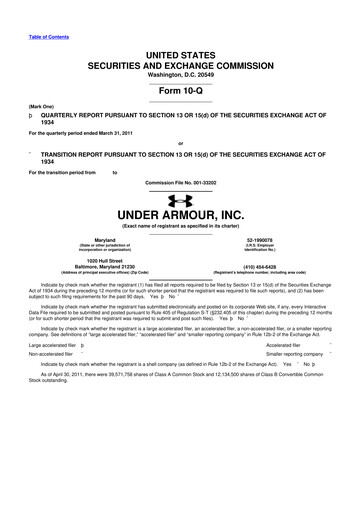 Vorschaubild Under Armour
 10-Q Quartalsbericht 2011 