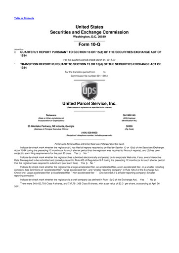 Miniature United Parcel Service 10-Q Rapport trimestriel 2011 