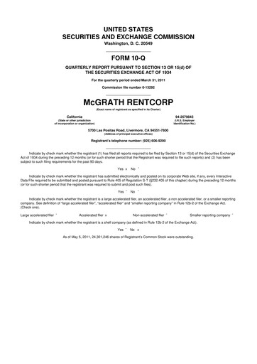 Thumbnail McGrath RentCorp
 10-Q Quarterly Report FY 