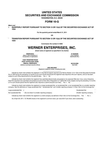 Thumbnail Werner Enterprises
 10-Q Quarterly Report FY2011 