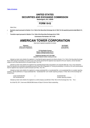 Thumbnail American Tower 10-Q Quarterly Report FY2011 